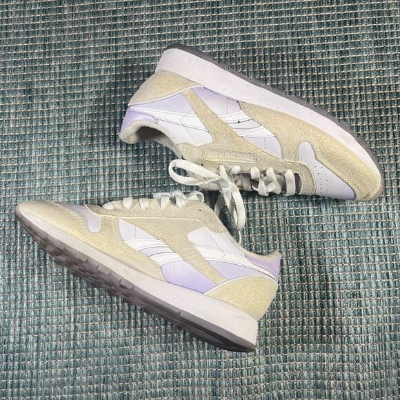Reebok Classic Leather x Madwomen White Purple Sneakers Women's Shoes GW3828 - Picture 1 of 8